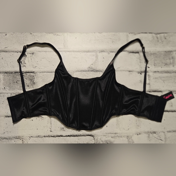 NWT La Senza Black Satin Corset & Garter Set XS - Picture 10 of 16